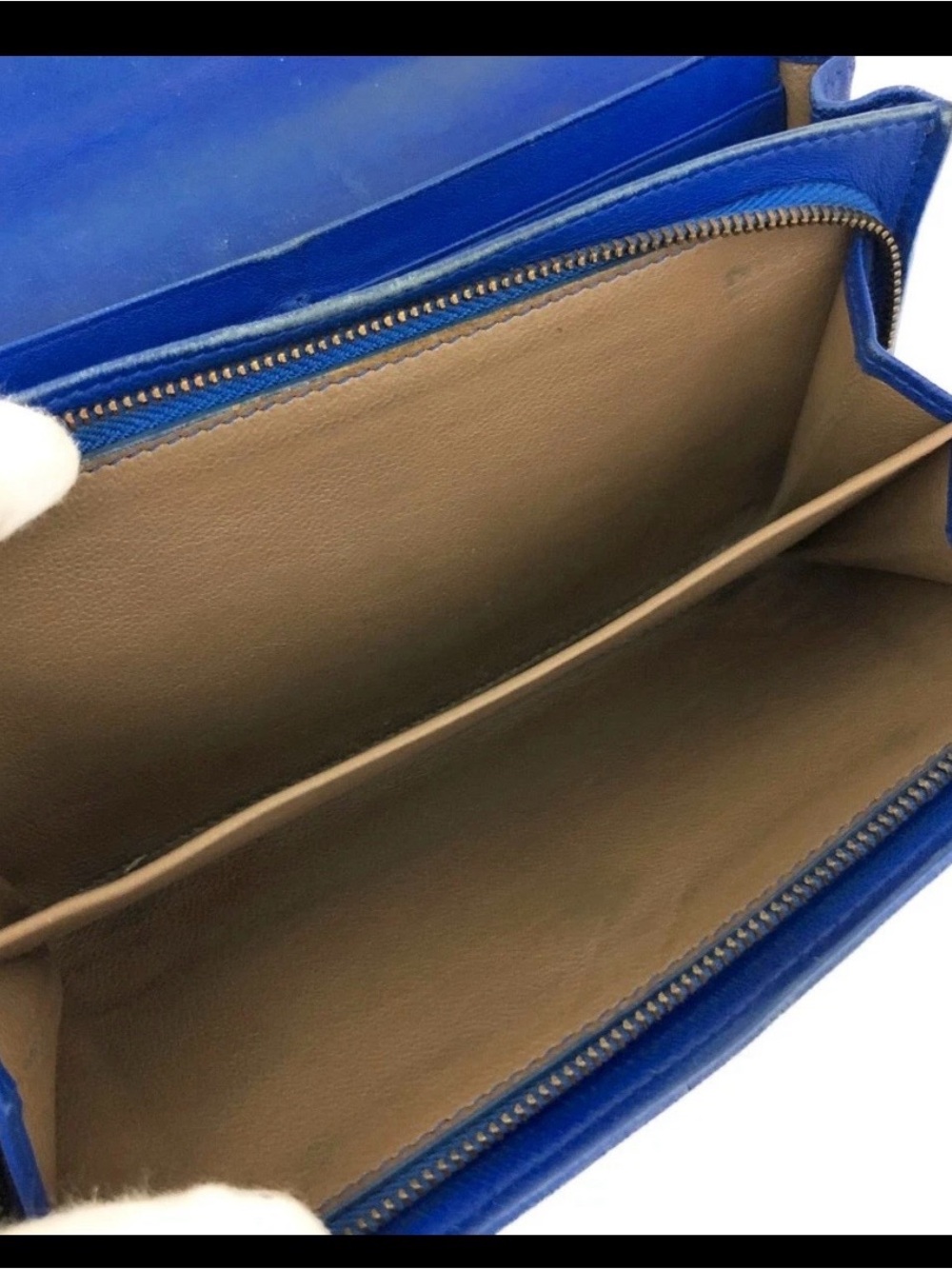 Woven Leather Blue Clutch Wallet - Women's Bag - Picture 6 of 8